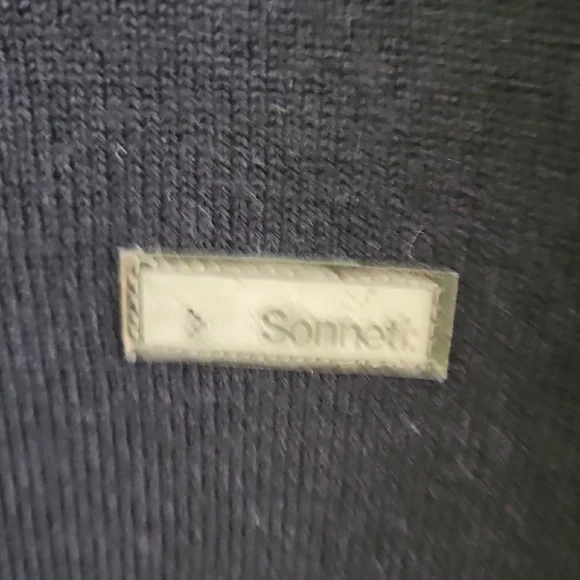 Classic Wool V-Neck Sweater in Navy with Light Blue Accents - Picture 3 of 4